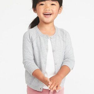Button-Front Crew-Neck Cardigan for Toddler Girls